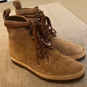 Jenni Kayne Suede Canyon Lace Tie Chestnut Brown Boots 36  Crepe Sole Leather